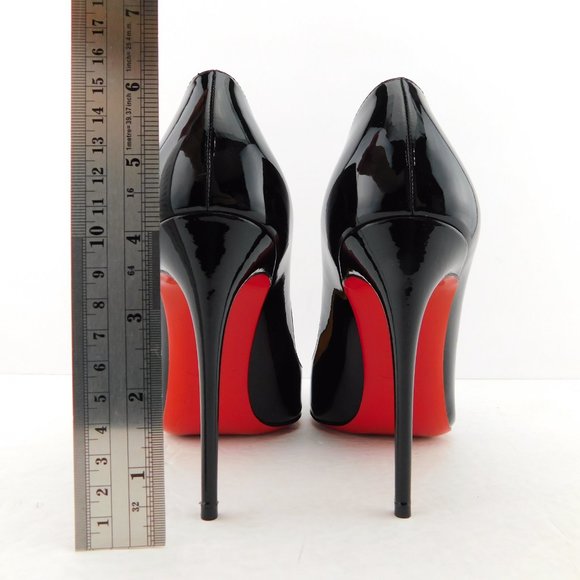 CHRISTIAN LOUBOUTIN Black Patent Stiletto Heels 38.5 - Picture 6 of 8